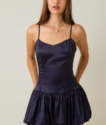 Hannah Navy Bubble Hem Mini Dress