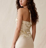 Champagne Sequin Halter Top