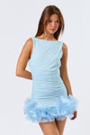 💙 Cloud Nine Ruffle Mini Dress – Powder Blue