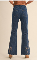 Western Embroidered Flared Denim Jeans