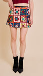Eva Patchwork Patterned Mini Skirt