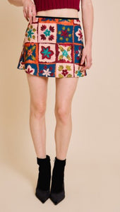 Eva Patchwork Patterned Mini Skirt