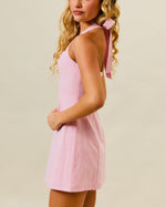 Pink Gingham Halter Mini Dress