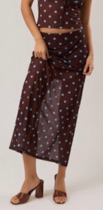 Brown Polka Dot Mesh Cami Top and skirt set
(Sold Separately)