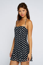 Retro Halter Polka Dot Mini Dress