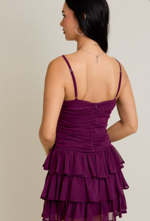 Velma ruffle hem Dress - purple
