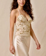Champagne Sequin Halter Top