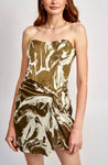Olive Marble Satin Strapless Mini Dress 💫