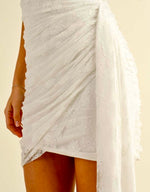 strapless ruched lace mini dress black-white