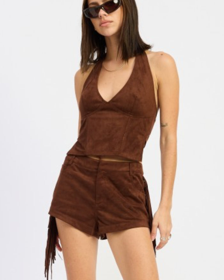 Gabi Suede Halter Top