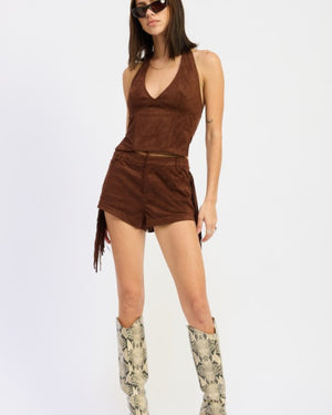 Gabi Suede Halter Top