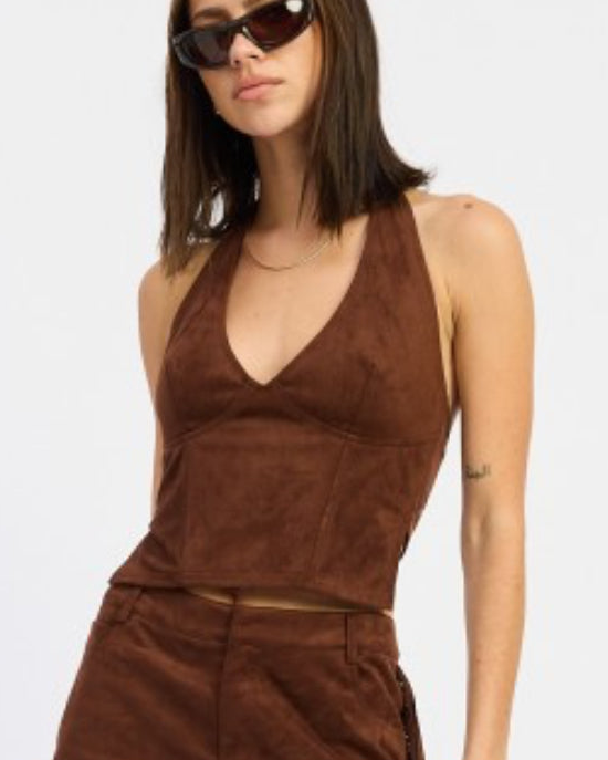 Gabi Suede Halter Top