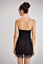 Black Lace Strapless Mini Dress black-red white