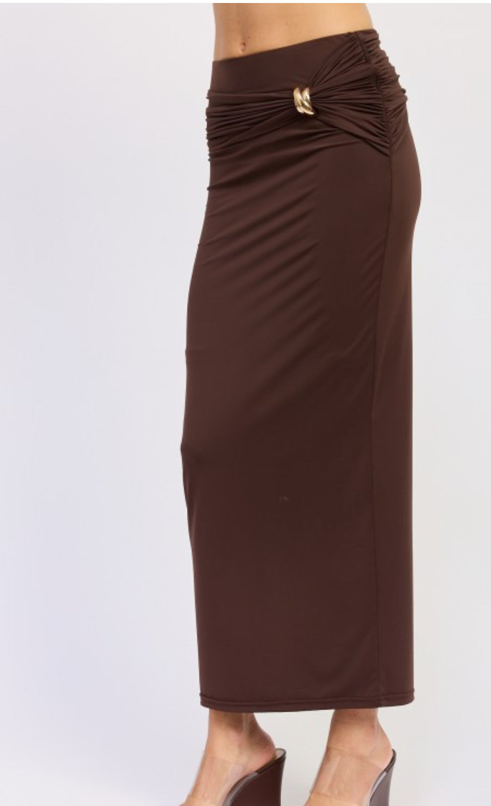Cocoa Ruched Maxi Skirt – Sold Separately