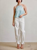 Sky Blue Sequin Halter Top