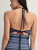 Blue Stripe Halter Maxi Dress