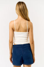 Terra side ruched tank top- white