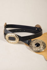 Western Concho vegan Leather Ring belt