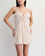 Mesh Butter Cream Polka Dot Ruffle Mini Dress
