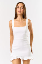 Flirt Factor Ruffle Hem Mini Dress – White