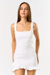 Flirt Factor Ruffle Hem Mini Dress – White