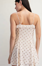 Mesh Butter Cream Polka Dot Ruffle Mini Dress