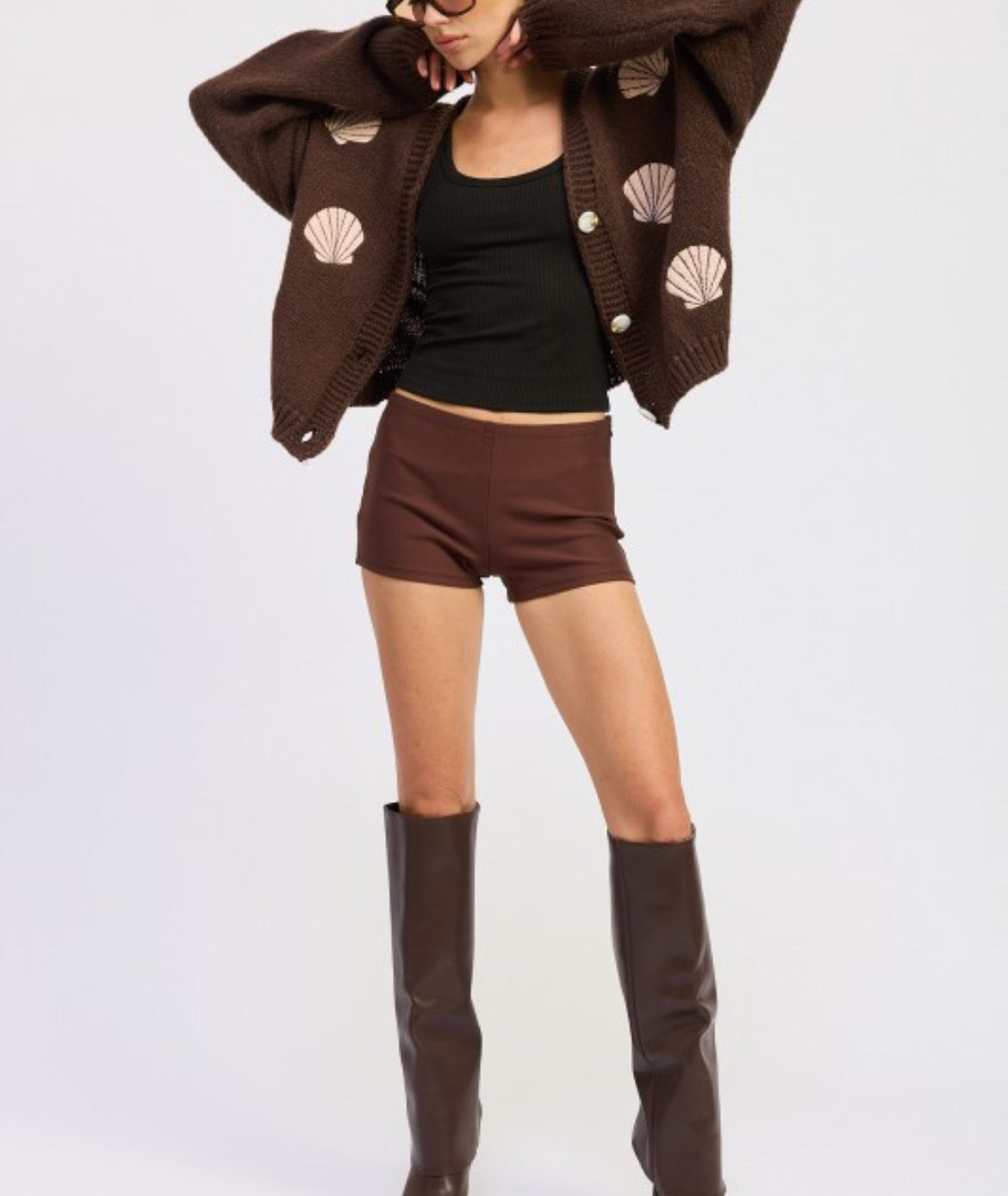 Shell Knit Cardigan – Chocolate