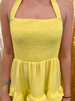Yellow teared sundress  with smocked front