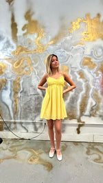 Yellow babydoll tie Back Mini dress