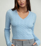 Blue baby cable knit sweater- sky blue