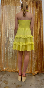 Yellow teared sundress  with smocked front