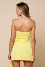 Lemon Twist Strapless Mini Dress- yellow