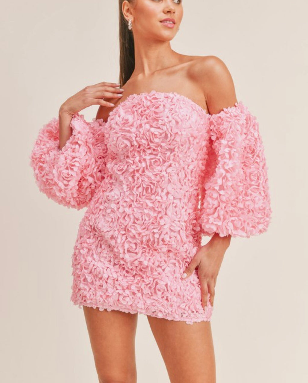 Blush Bloom Textured Mini Dress 🌸