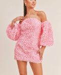 Blush Bloom Textured Mini Dress 🌸
