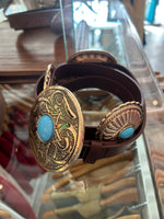 Western Concho vegan Leather Ring belt