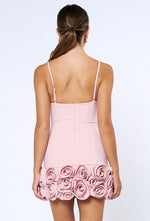 Rosette Hem Mini Dress pink- white -black