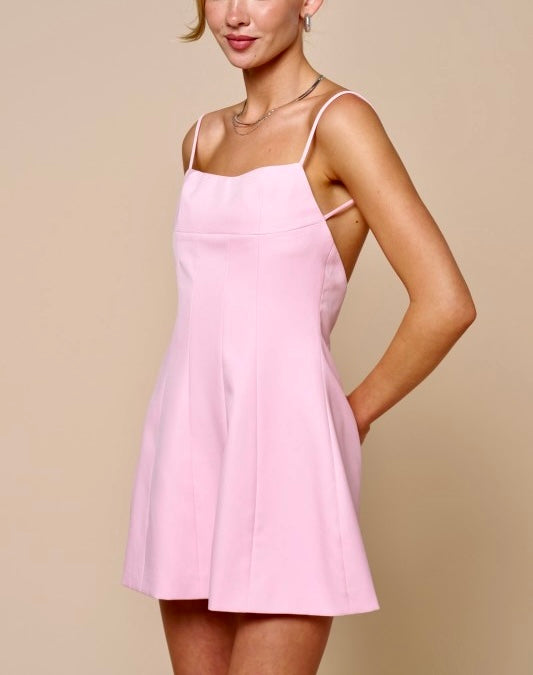 Pink Open Back Fit & Flare Mini Dress – Bittano