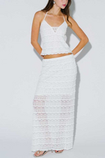 White Lace Open Back Halter Top