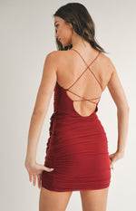 Blake Ruched Red Mini Dress
