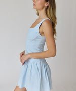 Alice square neck mini dress sky blue-white