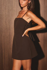 Brown Mini Dress with Bow