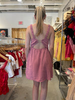 Dusty pink textured mini dress with back detail