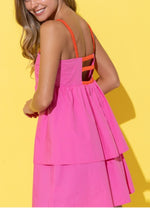 Pink pop back strap mini dress