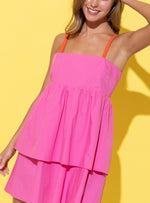 Pink pop back strap mini dress