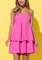 Pink pop back strap mini dress