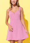 Dusty pink textured mini dress with back detail