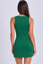 Emerald Green Sleeveless Mini Dress with Front Slit