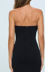 Sierra black bow strapless mini  dress