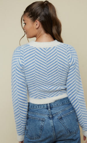 Dasha  crop sweater blue zigzag