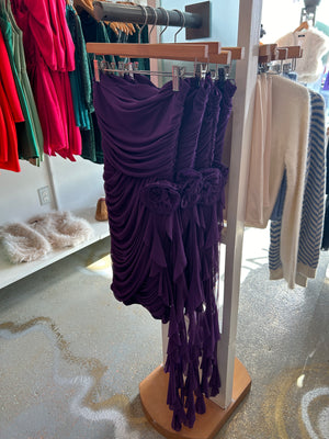 Mesh purple strapless dress